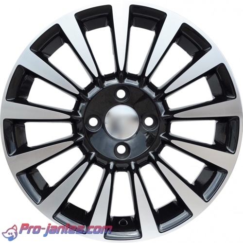 Pack jantes Fiat PANDA PUNTO DOBLO 500 Noir/polish 15"pouces